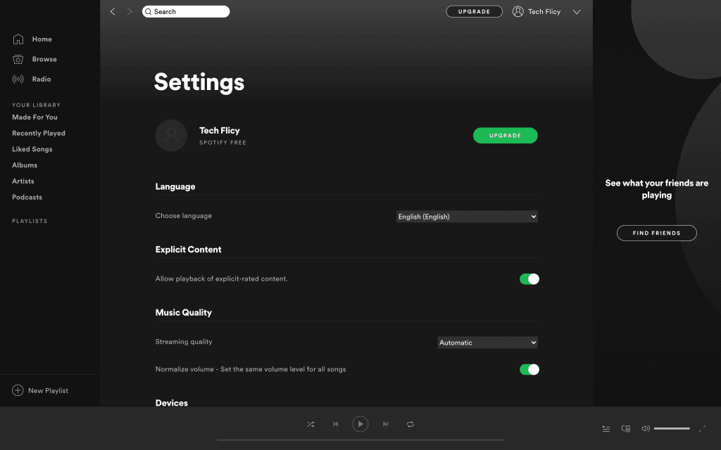 open spotify settings
